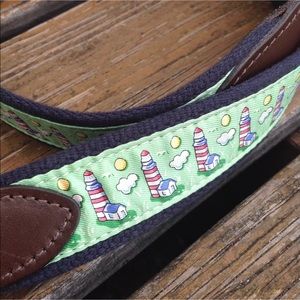 Vineyard Vines Shep & Ian Lighthouse Canvas Belt as 32 Metal Ring Golf Preppy
